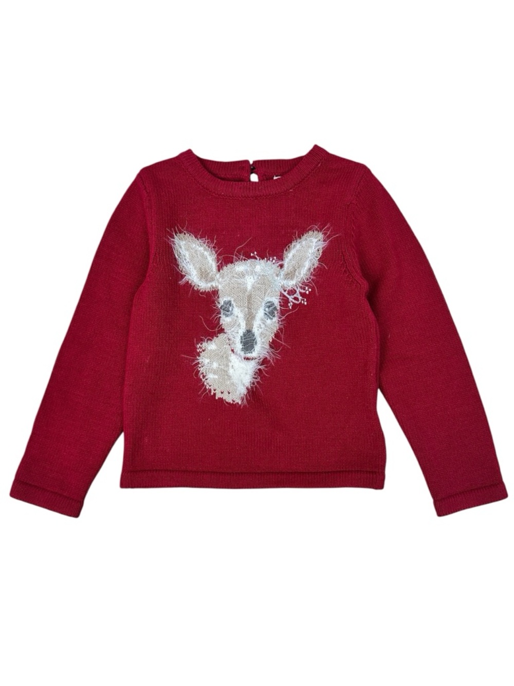 Cynthia Rowley Red Sweater with Fuzzy Deer